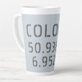 Taza De Café Latte Coordenadas de longitud de la Latitude de Colonia