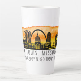 Taza De Café Latte Coordenadas del mapa de la línea del sol de St. Lo