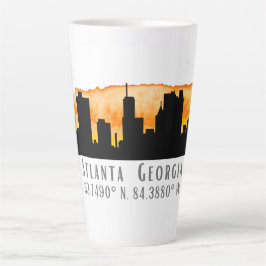Taza De Café Latte Coordenadas del mapa de líneas aéreas de la ciudad