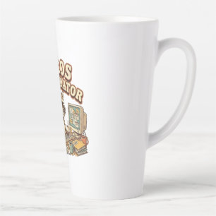 Taza De Café Latte Coordinador de Caos Mapache Divertido Agotado
