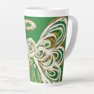 Taza De Café Latte Copa de Arte Latte Mug de Angel Navidades de Green