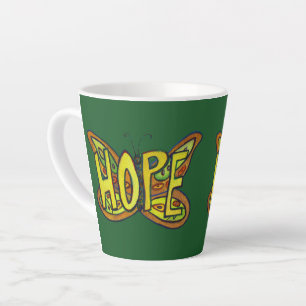 Taza De Café Latte Copa de Café de la Mariposa Verde de la Palabra de