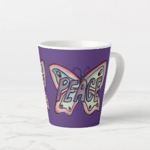 Taza De Café Latte Copa de café de mariposa morada de arte de palabra