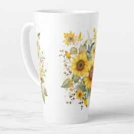 Taza De Café Latte Copa de Porcelana de Verano de Sunflowers