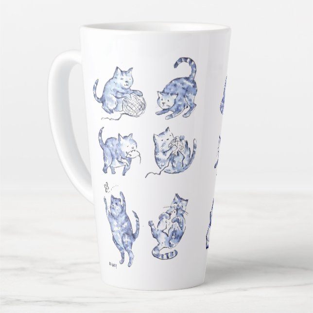 Taza De Café Latte Copa Gato Azul (Ángulo izquierdo)