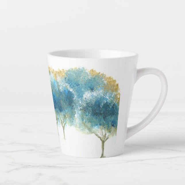 Taza De Café Latte Copa Glacial de Café Azul de Invierno (Derecha)