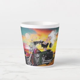 Taza De Café Latte Copa Latón de Motocicleta Babe Fantasy