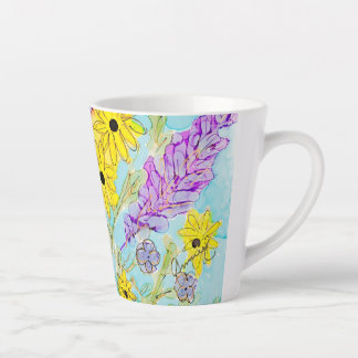 Taza De Café Latte Copa Latte de la Lovitude Violeta y amarilla