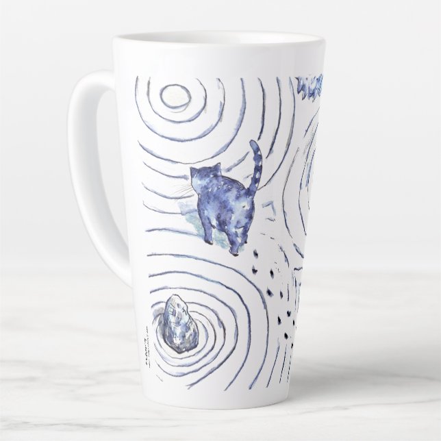 Taza De Café Latte Copa Zen de Gato Azul (Ángulo izquierdo)