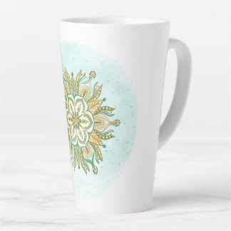 Taza De Café Latte Copo de nieve floral de Mandala