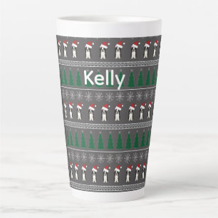 Taza De Café Latte Copos de Navidad, Perro de Santa, Árbol