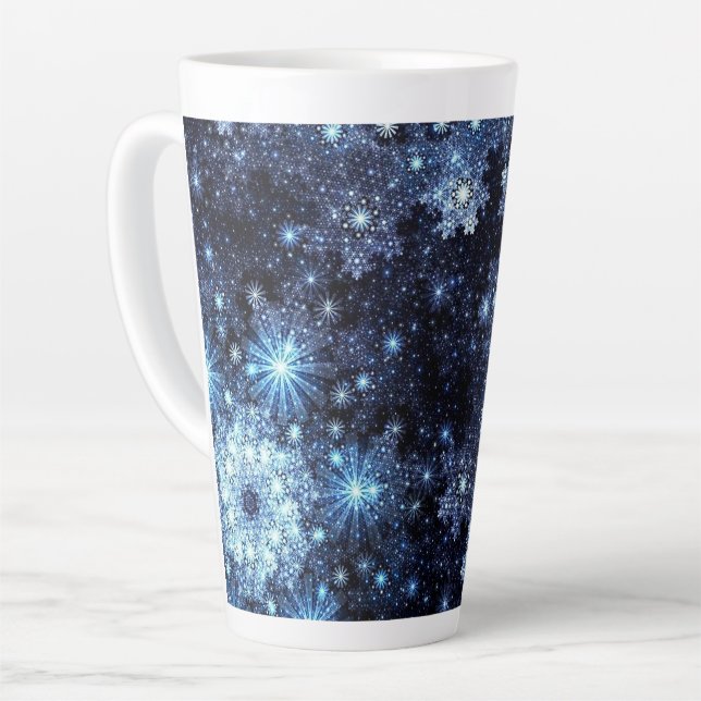 Taza De Café Latte Copos de nieve azul Wintery (Ángulo izquierdo)