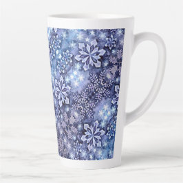 Taza De Café Latte Copos de nieve azules