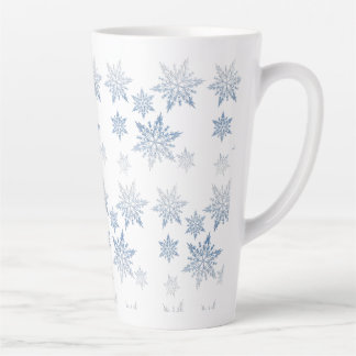 Taza De Café Latte Copos de nieve azules de invierno