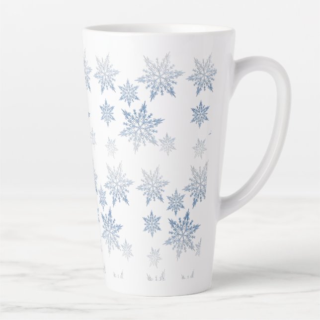 Taza De Café Latte Copos de nieve azules de invierno (Derecha)