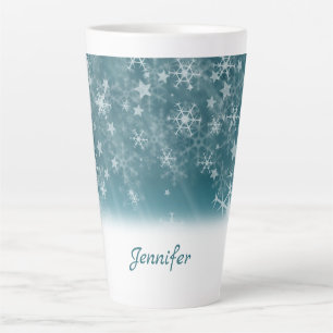 Taza De Café Latte Copos de nieve blancos