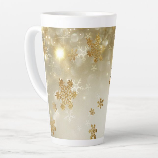 Taza De Café Latte Copos de nieve dorados (Ángulo izquierdo)