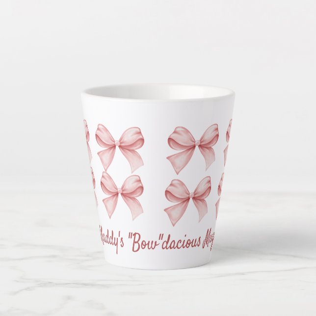 Taza De Café Latte Coqueta personalizada "Bow" dacita Bow rosa (Anverso)