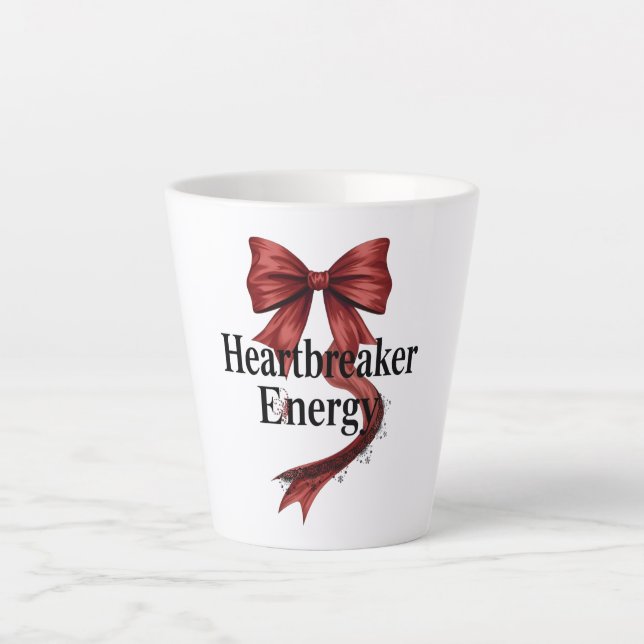 Taza De Café Latte Coquette Baddie Aesthetic with Red Ribbon (Anverso)