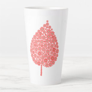 Taza De Café Latte Coral Floral Leaf Design – Boho Botanical Leaf Mad