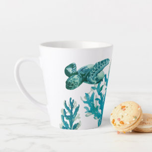 Taza De Café Latte Coral Reef Pintando Turtle Beach Ocean Mug