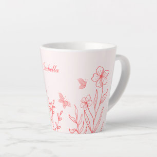 Taza De Café Latte coral rosa botánico simple