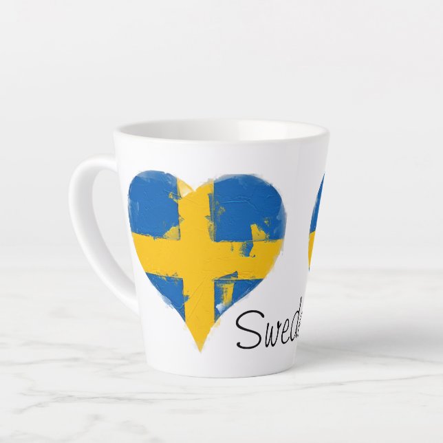 Taza De Café Latte Corazón Bandera sueca de Suecia (Ángulo izquierdo)