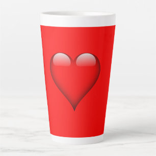Taza De Café Latte Corazón Boda de amor de fondo rojo