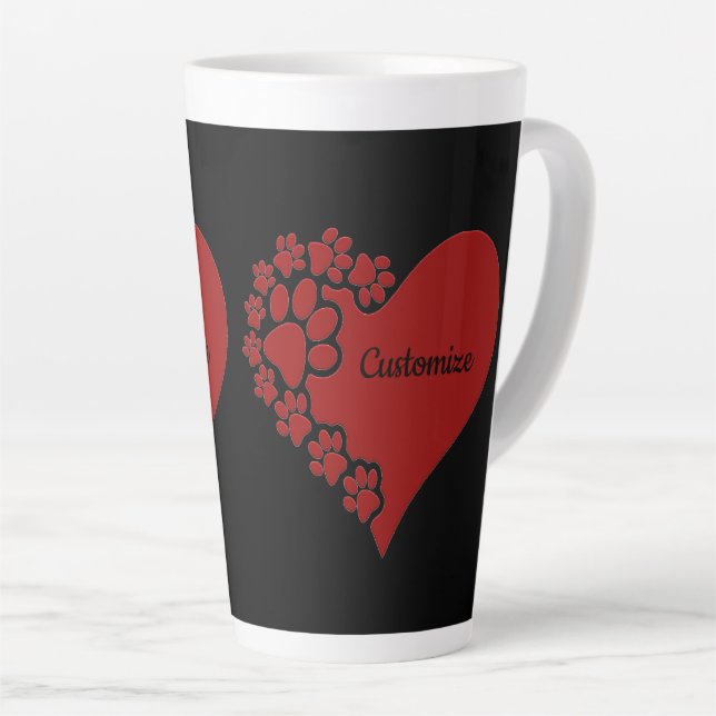 Taza De Café Latte Corazón de amor Mascota personalizado (Ángulo derecho)