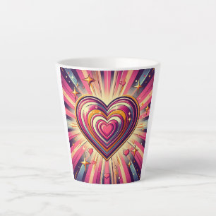 Taza De Café Latte Corazón de arte pop de los años 70/San Valentín