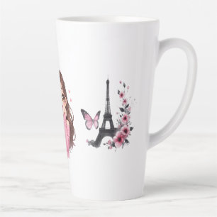Taza De Café Latte Corazón de ensueño rosa Sonrisa llena de azúcar y
