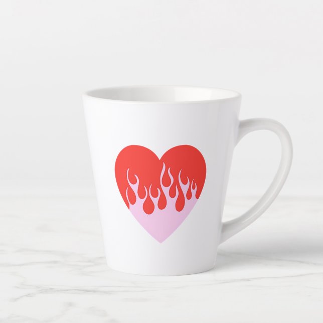 Taza De Café Latte Corazón de Fuego (Derecha)