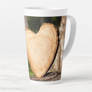 Taza De Café Latte corazón de madera