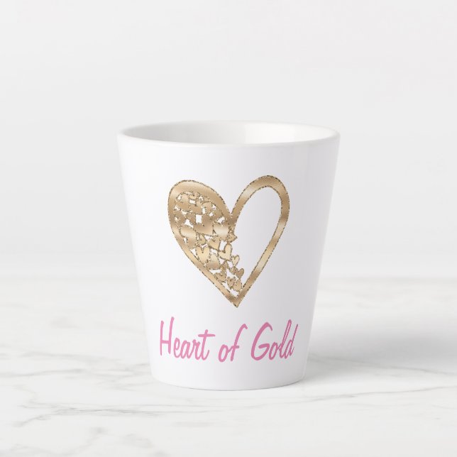 Taza De Café Latte Corazón de oro (Anverso)