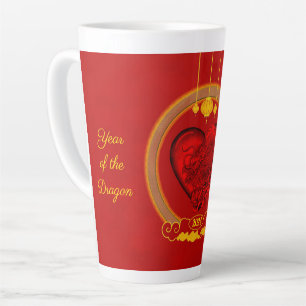 Taza De Café Latte Corazón del dragón, Año del dragón