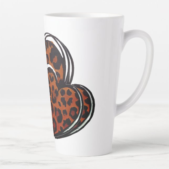 Taza De Café Latte Corazón dibujado por mano de leopardo (Derecha)