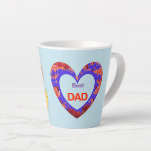 Taza De Café Latte Corazón oxidado. Texto MEJOR DAD Latte Mug