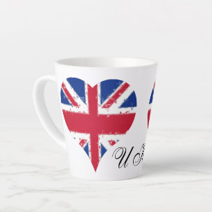 Taza De Café Latte Corazón Reino Unido Bandera Británica Gran Bretaña