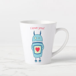 Taza De Café Latte Corazón Robot Cute Te Amo