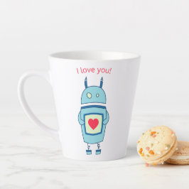 Taza De Café Latte Corazón Robot Cute Te Amo