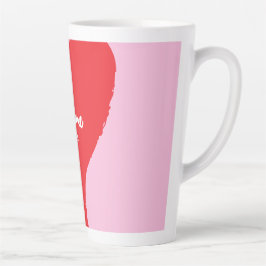 Taza De Café Latte Corazón rojo con je t’aime-text sobre fondo rosado