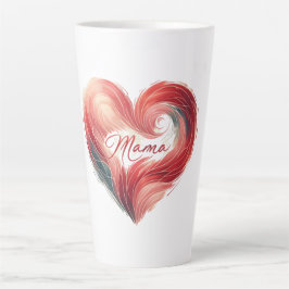 Taza De Café Latte Corazón rojo con mamá por Día de la Madre o cumple