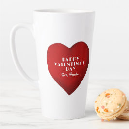 Taza De Café Latte Corazón rojo romántico con nombre Día de San Valen