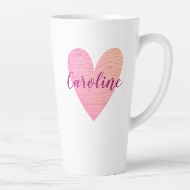 Taza De Café Latte Corazón rosa Día de San Valentín personalizado (Derecha)