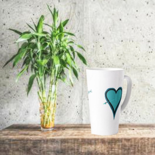 Taza De Café Latte Corazón y flecha turquesa (Enjoy a latte in your Turquoise Heart & Arrow Latte Mug!)