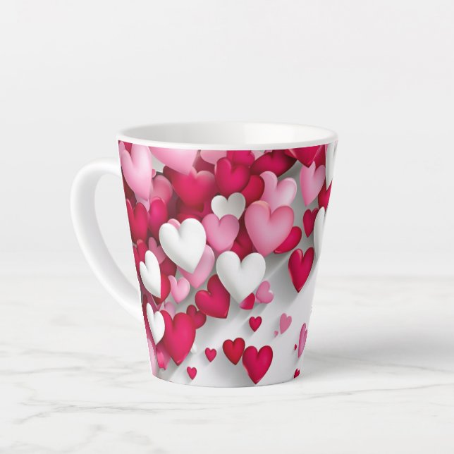 Taza De Café Latte Corazones (Ángulo izquierdo)
