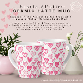 Taza De Café Latte Corazones Aflutter Ceramic Latte Mug