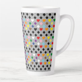 Taza De Café Latte Corazones Arcoíris