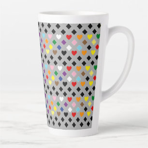Taza De Café Latte Corazones Arcoíris