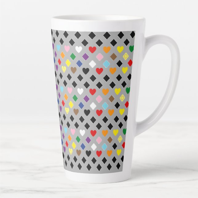 Taza De Café Latte Corazones Arcoíris (Derecha)